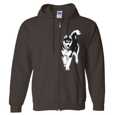 Black And White Siberian Husky Snow Dog Full Zip Hoodie