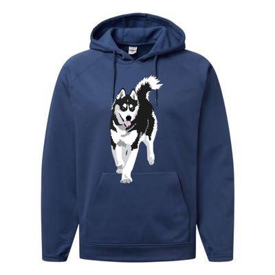 Black And White Siberian Husky Snow Dog Performance Fleece Hoodie