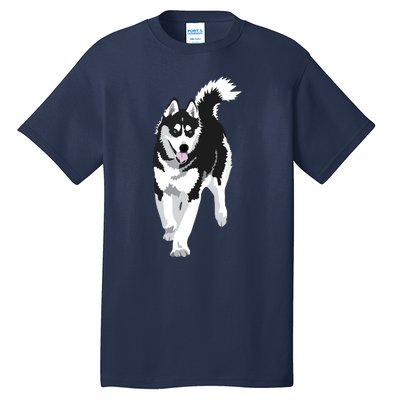 Black And White Siberian Husky Snow Dog Tall T-Shirt