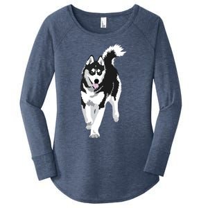 Black And White Siberian Husky Snow Dog Women's Perfect Tri Tunic Long Sleeve Shirt