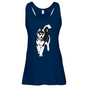 Black And White Siberian Husky Snow Dog Ladies Essential Flowy Tank