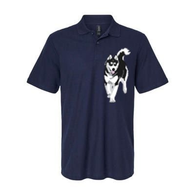 Black And White Siberian Husky Snow Dog Softstyle Adult Sport Polo