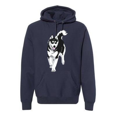 Black And White Siberian Husky Snow Dog Premium Hoodie