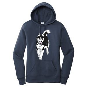 Black And White Siberian Husky Snow Dog Women's Pullover Hoodie