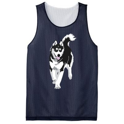 Black And White Siberian Husky Snow Dog Mesh Reversible Basketball Jersey Tank