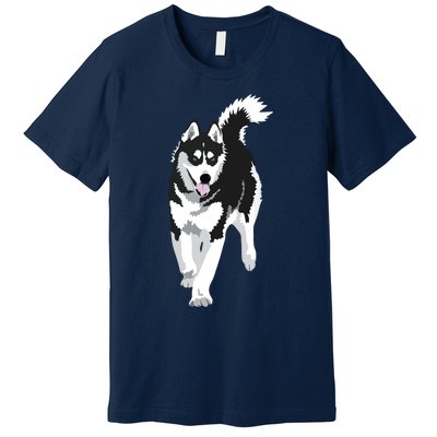 Black And White Siberian Husky Snow Dog Premium T-Shirt