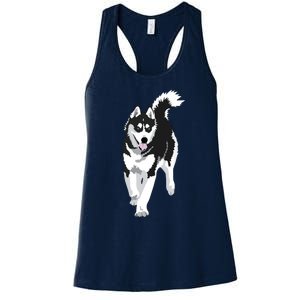 Black And White Siberian Husky Snow Dog Women's Racerback Tank