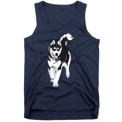 Black And White Siberian Husky Snow Dog Tank Top