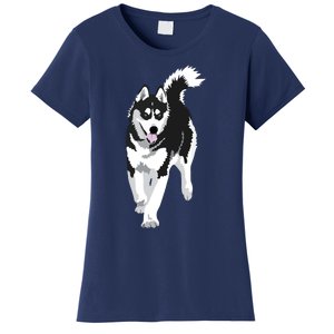 Black And White Siberian Husky Snow Dog Women's T-Shirt