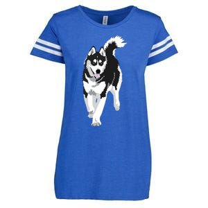 Black And White Siberian Husky Snow Dog Enza Ladies Jersey Football T-Shirt