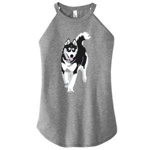 Black And White Siberian Husky Snow Dog Women's Perfect Tri Rocker Tank