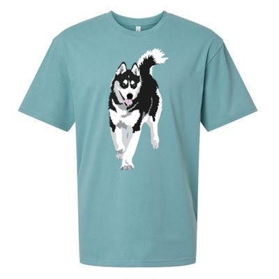 Black And White Siberian Husky Snow Dog Sueded Cloud Jersey T-Shirt