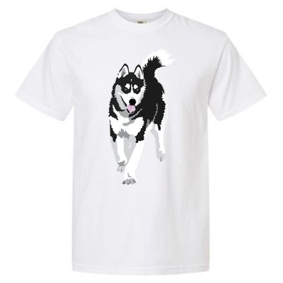 Black And White Siberian Husky Snow Dog Garment-Dyed Heavyweight T-Shirt