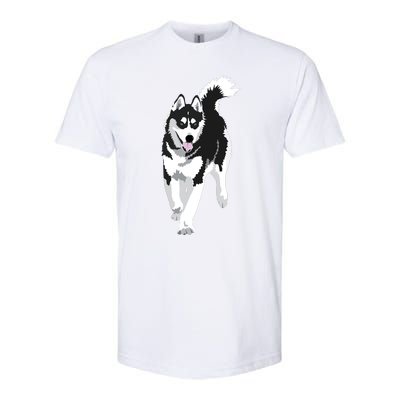 Black And White Siberian Husky Snow Dog Softstyle CVC T-Shirt