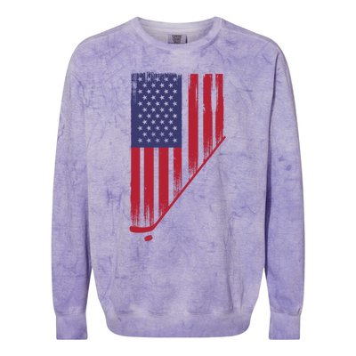 Beautiful America With Ice Hockey Funny Gift Colorblast Crewneck Sweatshirt