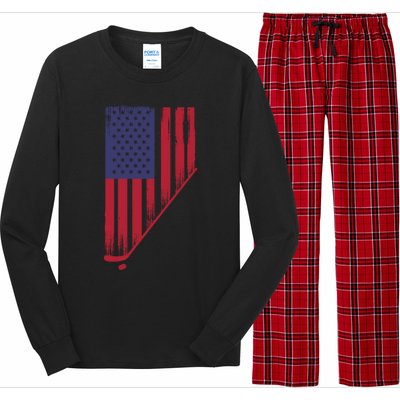 Beautiful America With Ice Hockey Funny Gift Long Sleeve Pajama Set