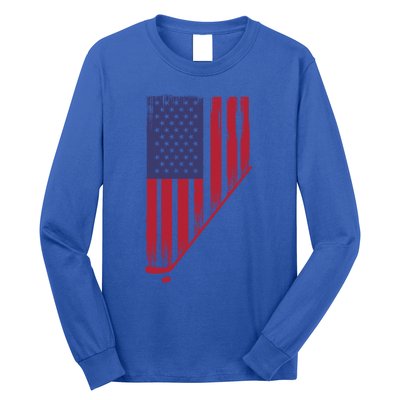 Beautiful America With Ice Hockey Funny Gift Long Sleeve Shirt