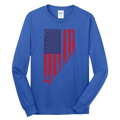 Beautiful America With Ice Hockey Funny Gift Tall Long Sleeve T-Shirt