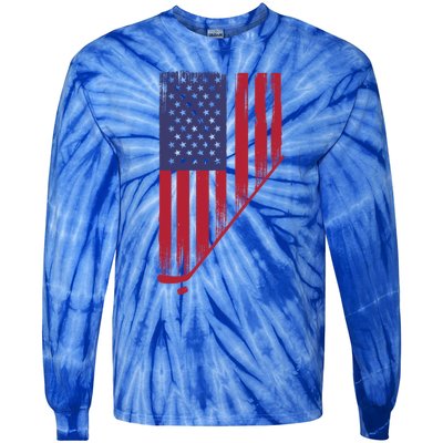 Beautiful America With Ice Hockey Funny Gift Tie-Dye Long Sleeve Shirt