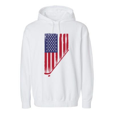 Beautiful America With Ice Hockey Funny Gift Garment-Dyed Fleece Hoodie