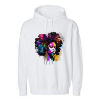 Black Afro Woman Black Melanin Juneteenth Celebrate Garment-Dyed Fleece Hoodie