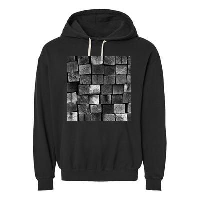 Black and white wood Bricks texture Pattern  Garment-Dyed Fleece Hoodie