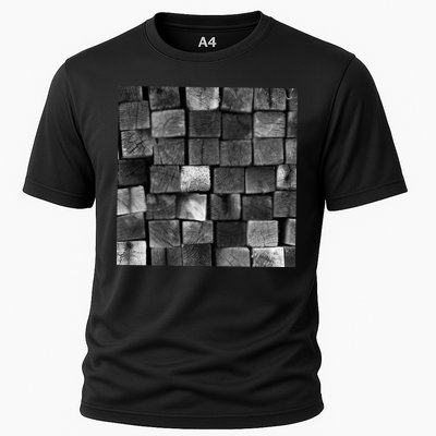 Black and white wood Bricks texture Pattern  Performance Shirt