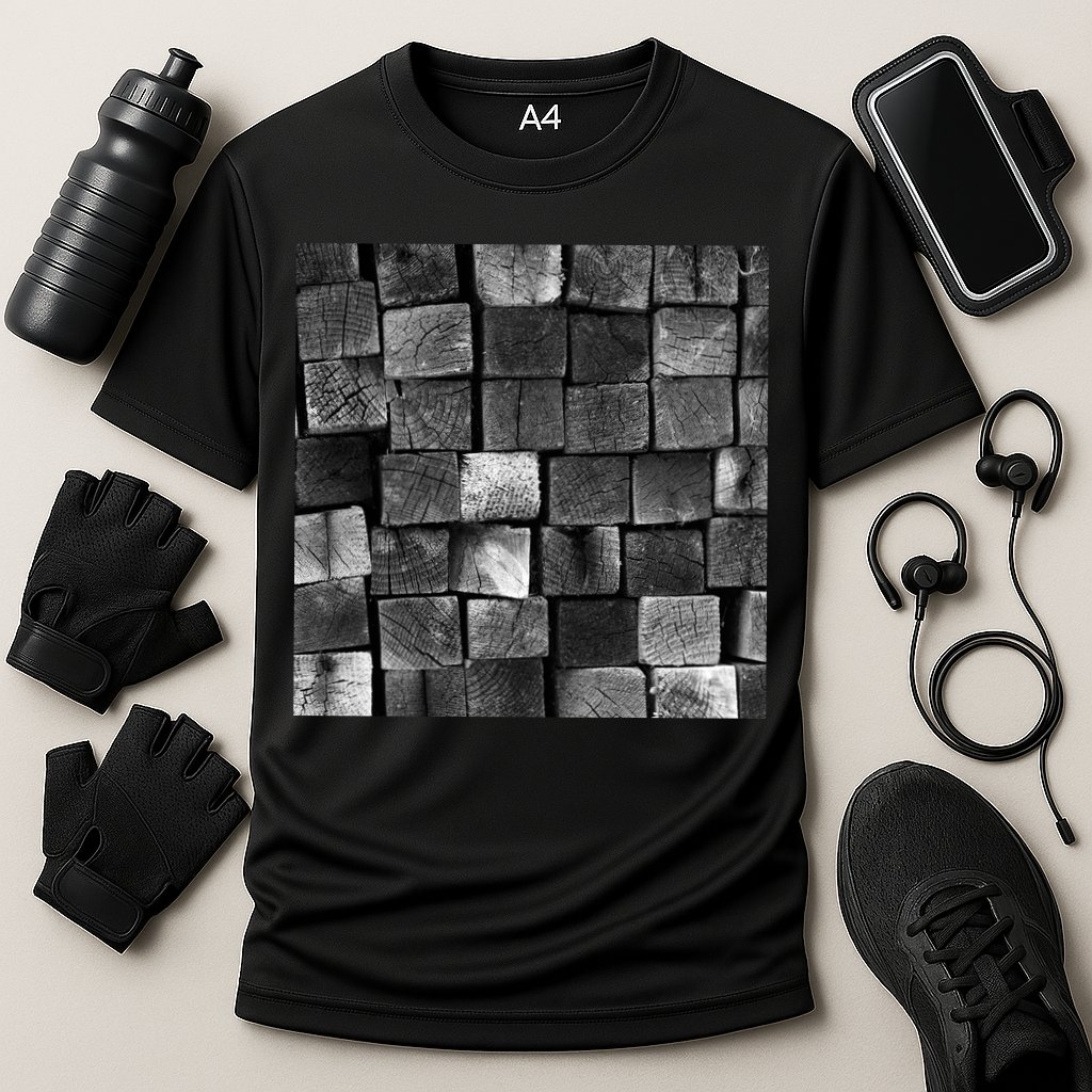 Black and white wood Bricks texture Pattern  Performance Shirt