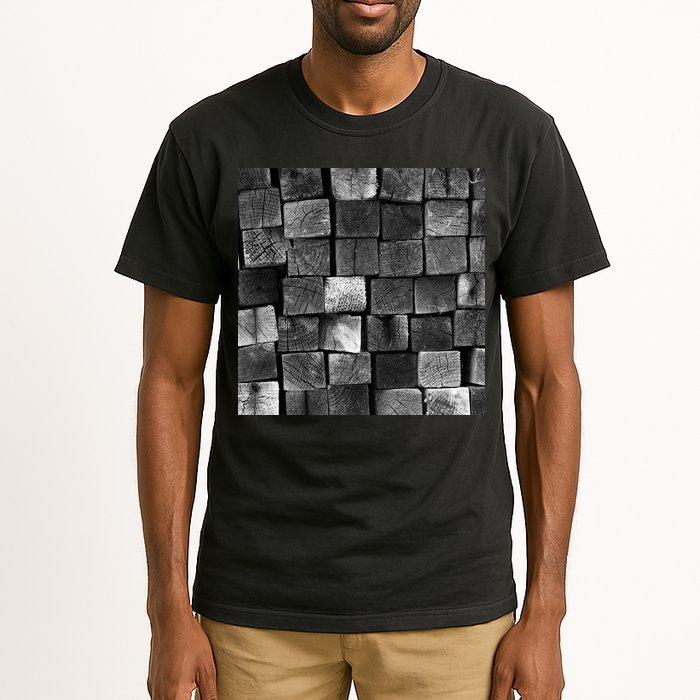 Black and white wood Bricks texture Pattern  Tall T-Shirt