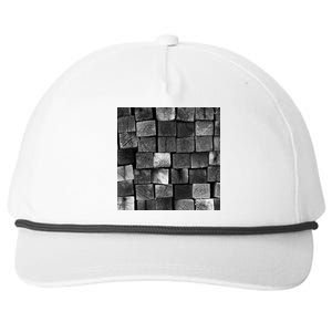 Black and white wood Bricks texture Pattern  Snapback Five-Panel Rope Hat