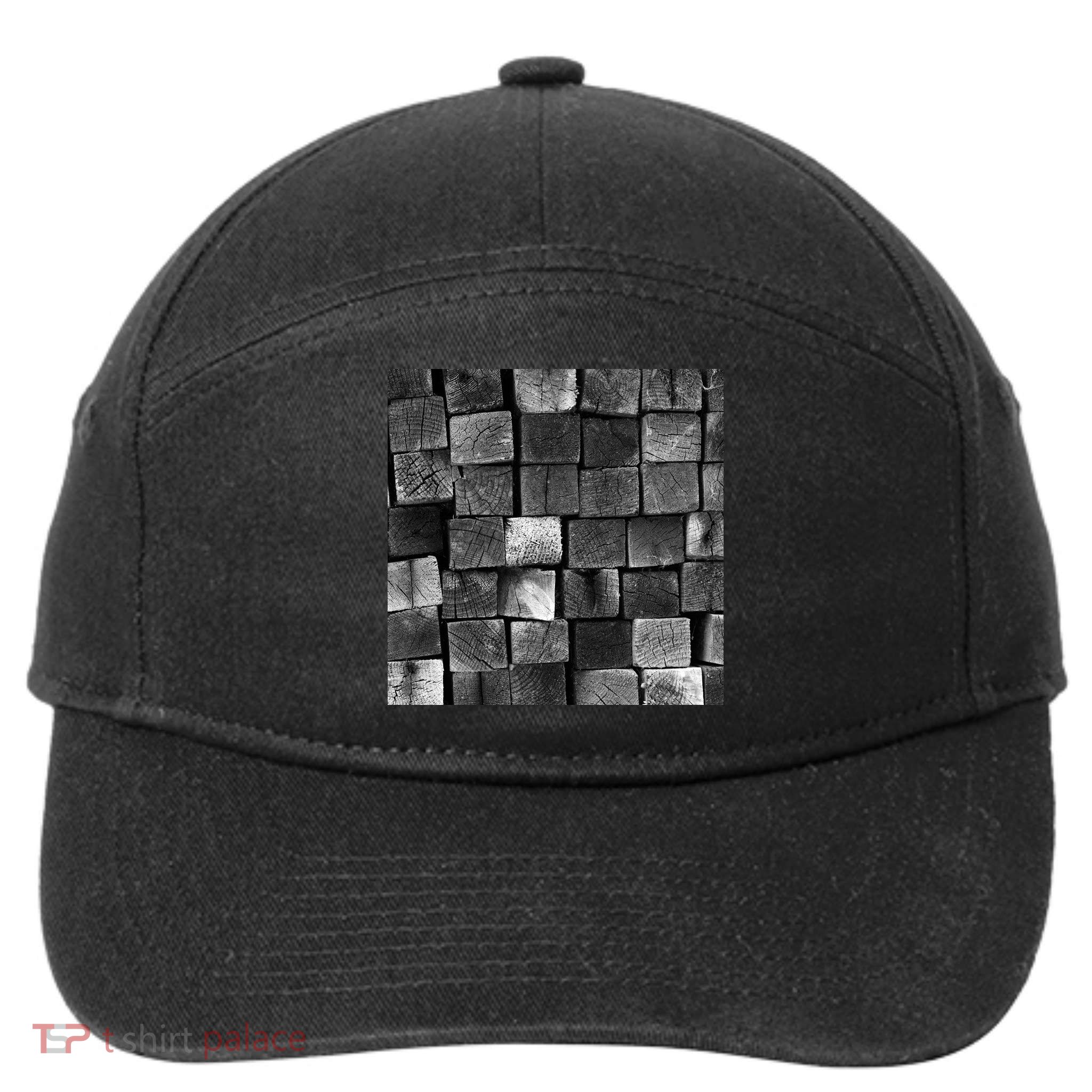 Black and white wood Bricks texture Pattern  7-Panel Snapback Hat