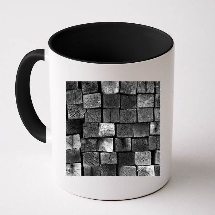 Black and white wood Bricks texture Pattern  Mug