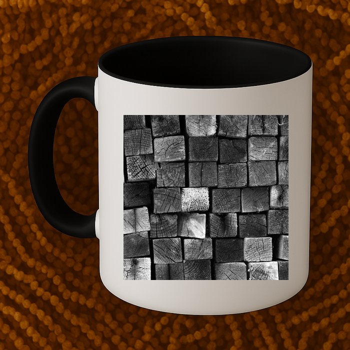 Black and white wood Bricks texture Pattern  Mug