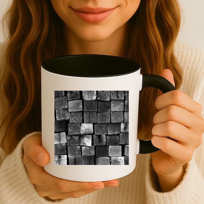 Black and white wood Bricks texture Pattern  Mug