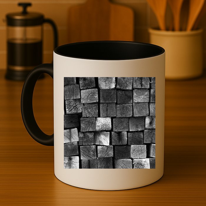 Black and white wood Bricks texture Pattern  Mug