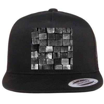 Black and white wood Bricks texture Pattern  Flatbill Hat