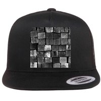 Black and white wood Bricks texture Pattern  Flat Bill Trucker Hat