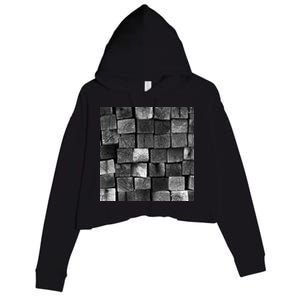 Black and white wood Bricks texture Pattern  Crop Fleece Hoodie