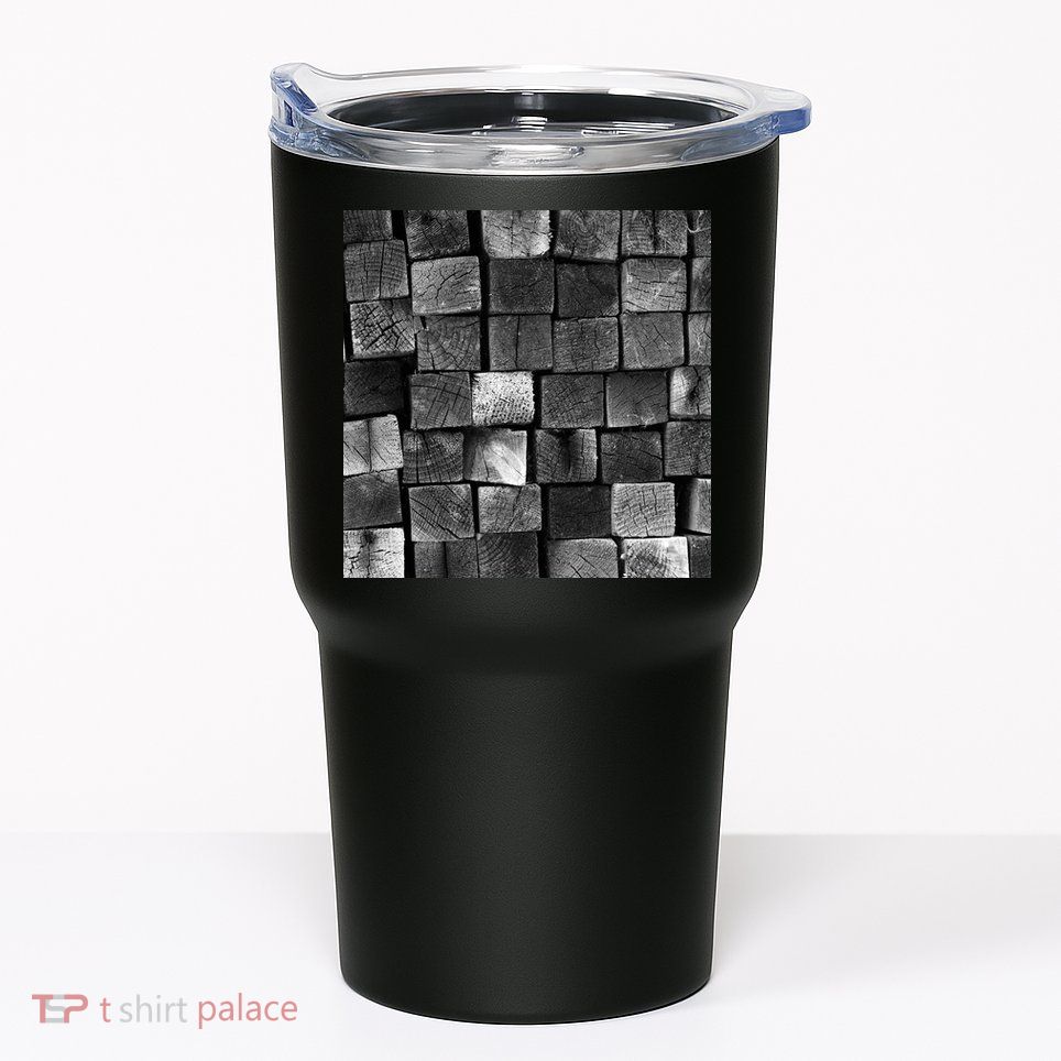 Black and white wood Bricks texture Pattern  Tumbler