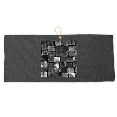Black and white wood Bricks texture Pattern  Large Microfiber Waffle Golf Towel