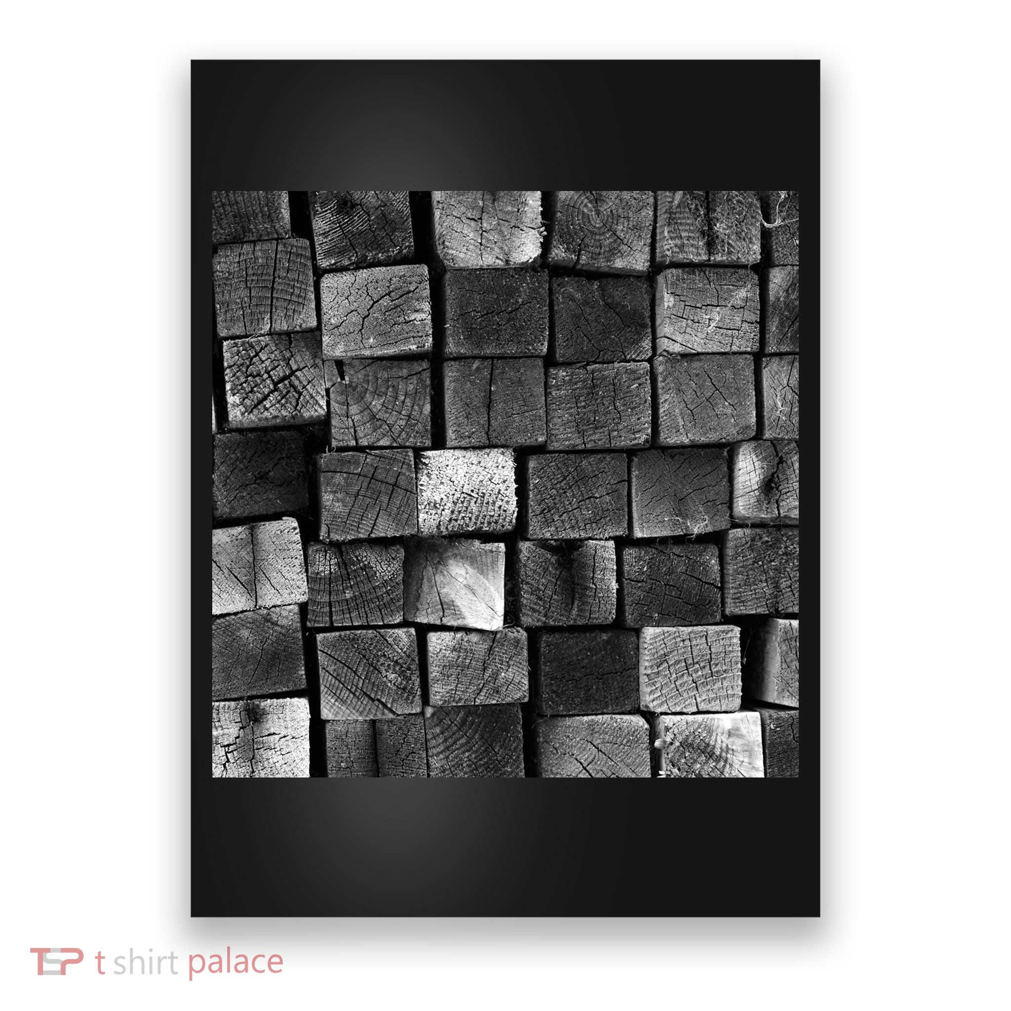 Black and white wood Bricks texture Pattern  Poster