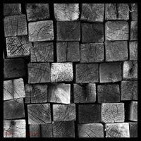 Black and white wood Bricks texture Pattern  Poster