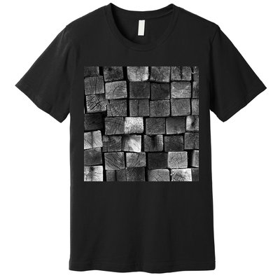 Black and white wood Bricks texture Pattern  Premium T-Shirt