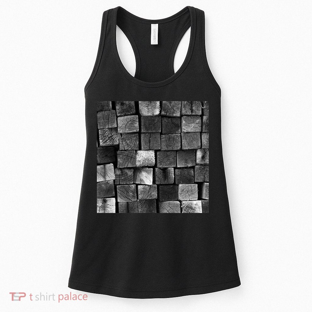 Black and white wood Bricks texture Pattern  Womens Tank Top