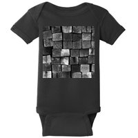 Black and white wood Bricks texture Pattern  Baby Bodysuit
