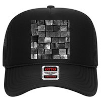 Black and white wood Bricks texture Pattern  Trucker Hat