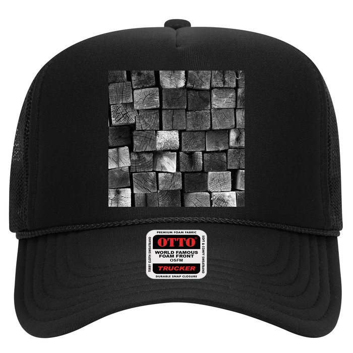 Black and white wood Bricks texture Pattern  Trucker Hat