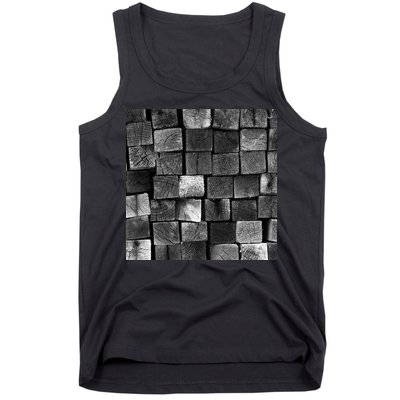 Black and white wood Bricks texture Pattern  Tank Top