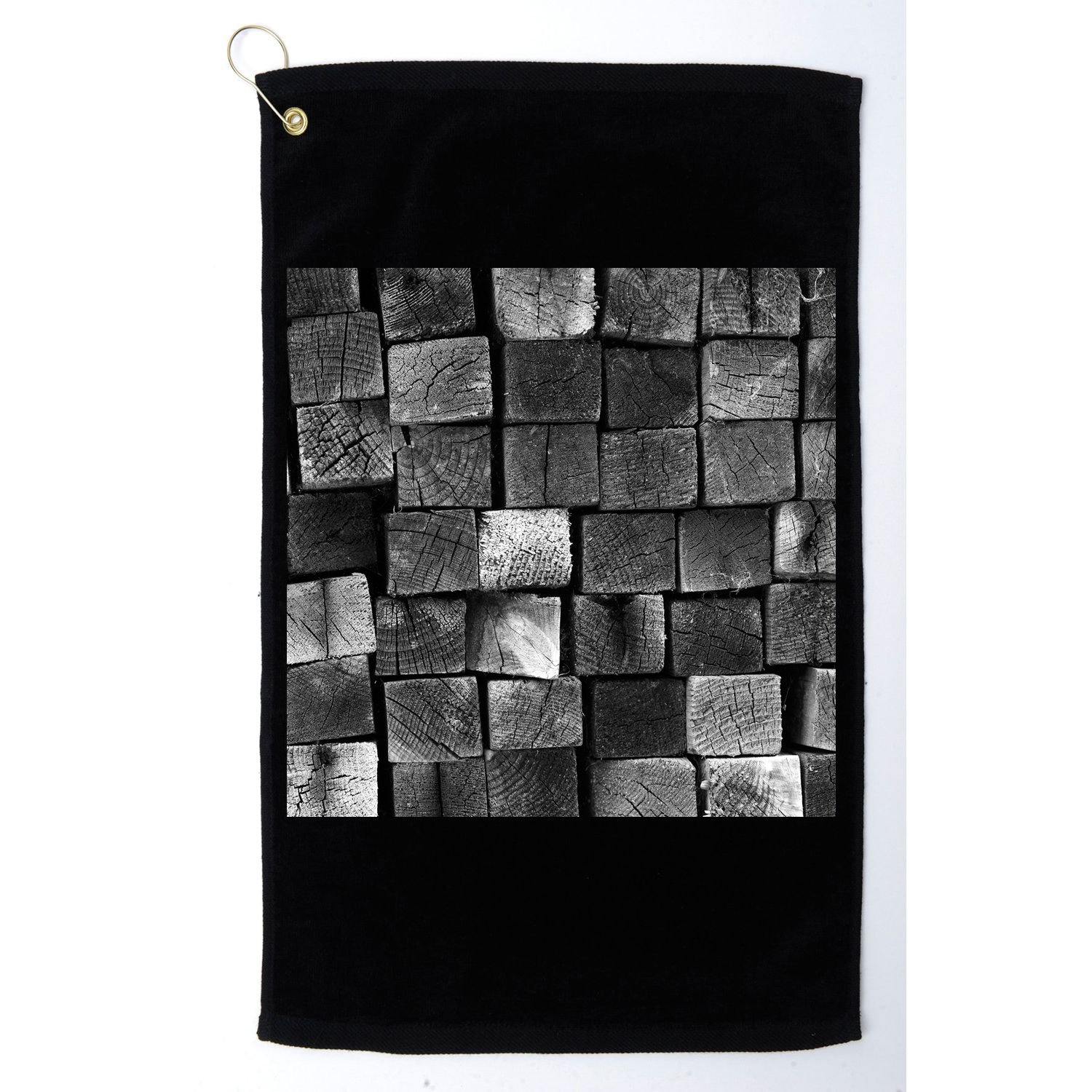 Black and white wood Bricks texture Pattern  Golf Towel