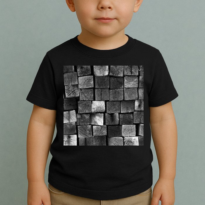 Black and white wood Bricks texture Pattern  Toddler T-Shirt